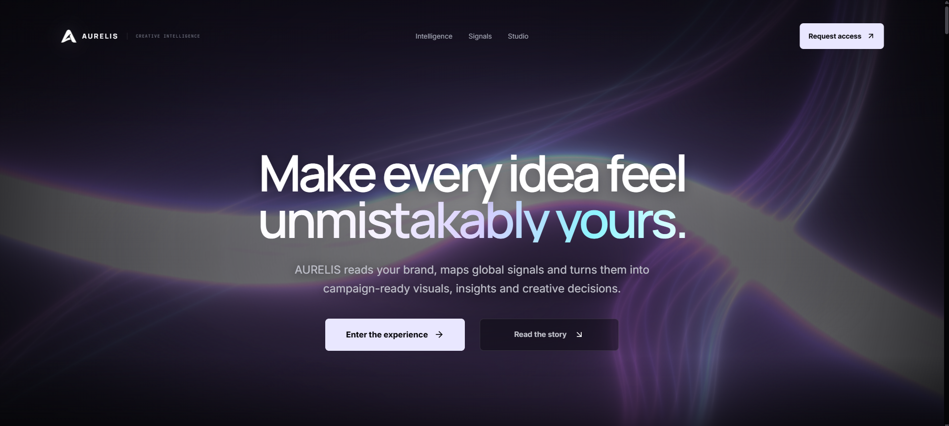 Landing page da Aurelis Creative Intelligence