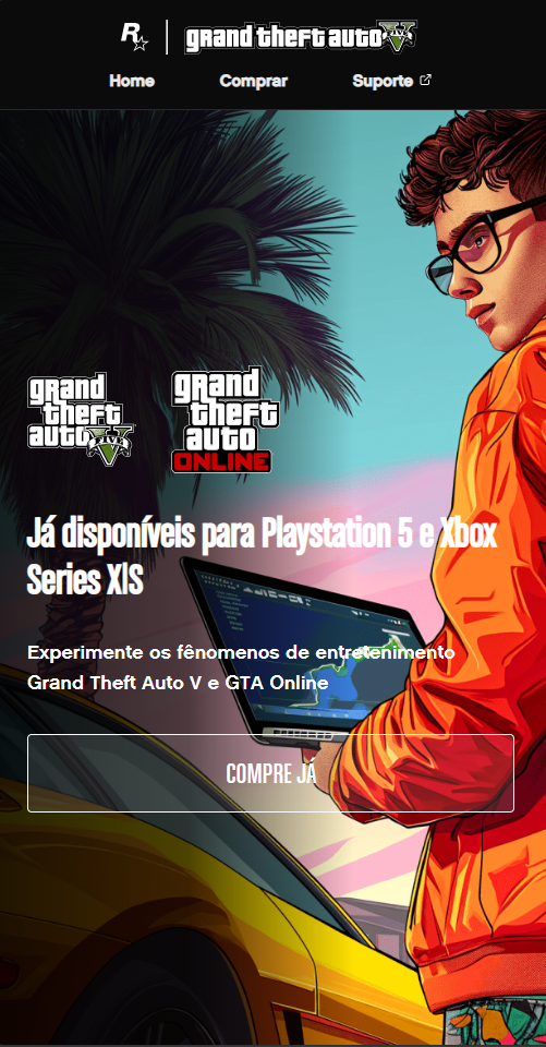 Screenshot da Landing Page GTA - Página temática inspirada em Grand Theft Auto