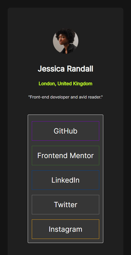 Screenshot do Social Links Profile - Página de perfil com links para redes sociais